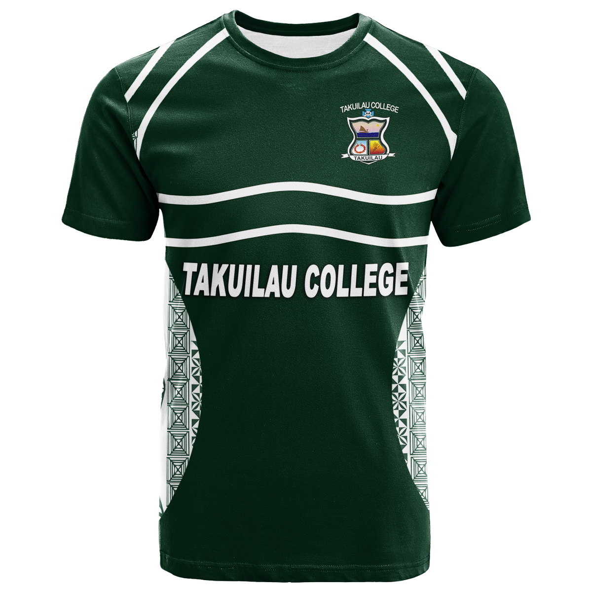 Takuilau College Tongan Patterns T Shirt LT12 Unisex Green - Polynesian Pride