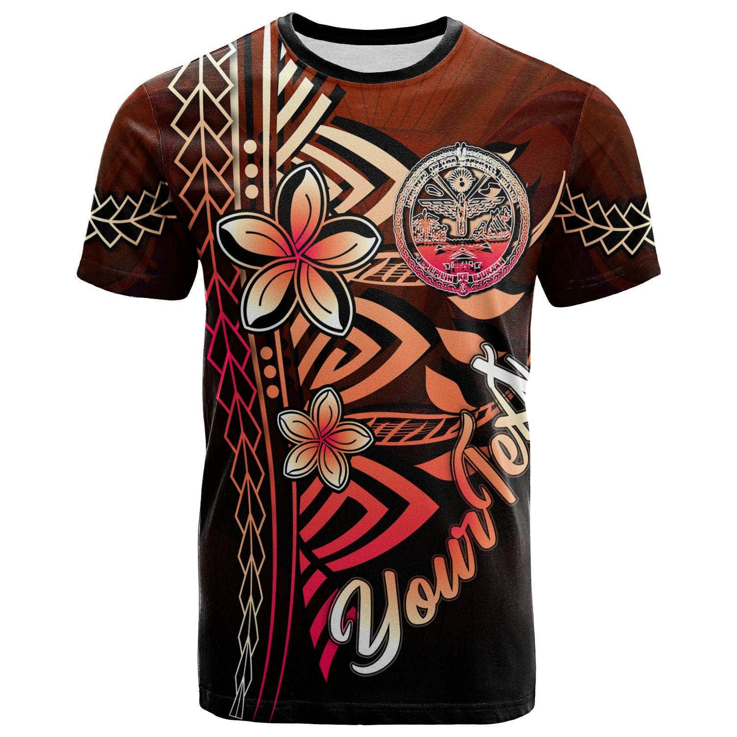 Marshall Islands Custom T Shirt Red Vintage Tribal Mountain Crest Unisex Red - Polynesian Pride