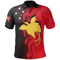 Papua New Guinea Polo Shirt PNG Flag Flame Unisex RED - Polynesian Pride