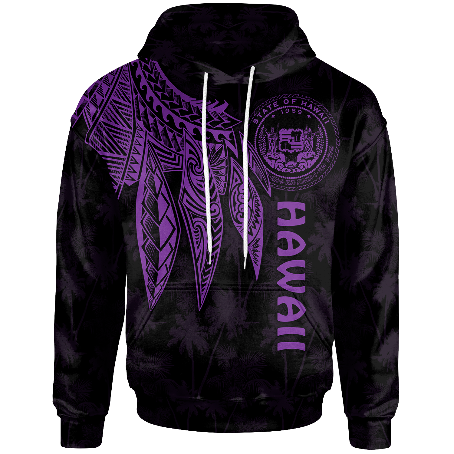 Polynesian Hawaii Hoodie Polynesian Wings (Purple) Unisex Purple - Polynesian Pride