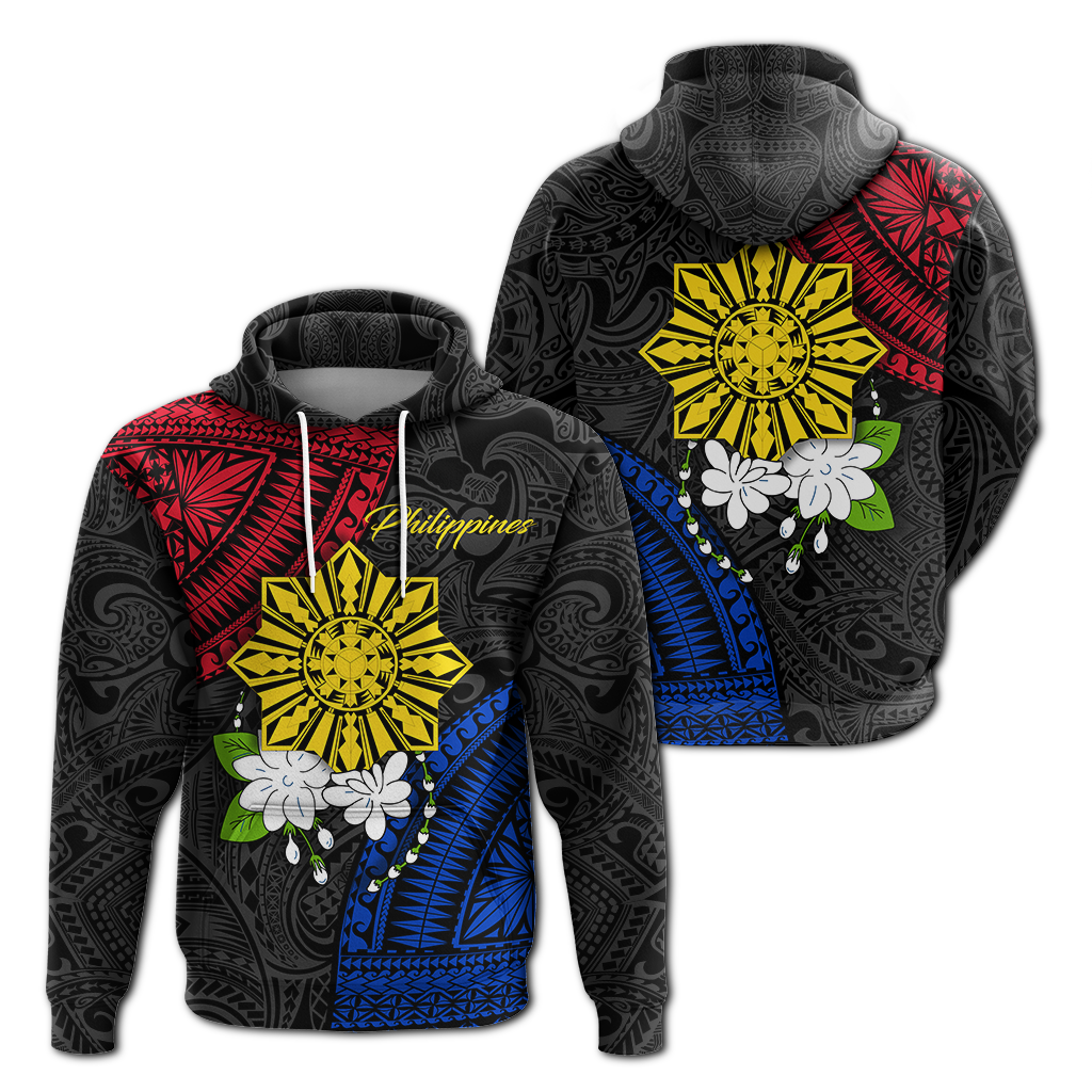 Philippines Sampaguita Filipino Sun Hoodie LT12 Hoodie Black - Polynesian Pride