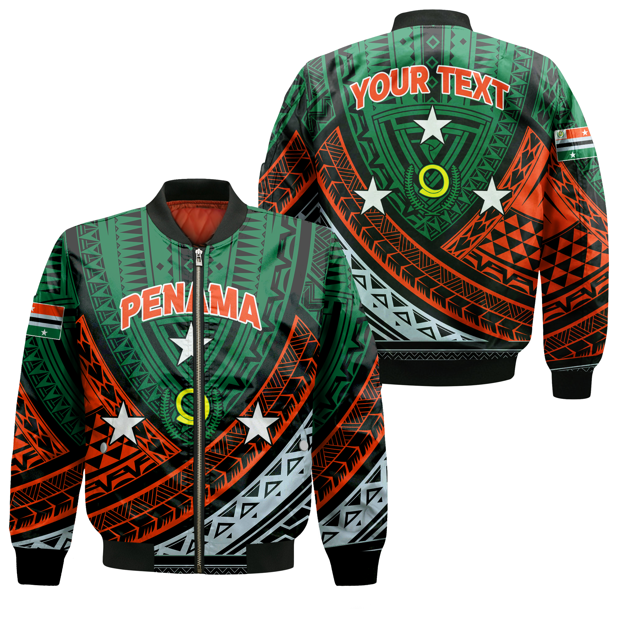 (Custom Personalised) Vanuatu Penama Province Tribal Pattern Bomber Jacket - LT12 Bomber Jacket Green - Polynesian Pride
