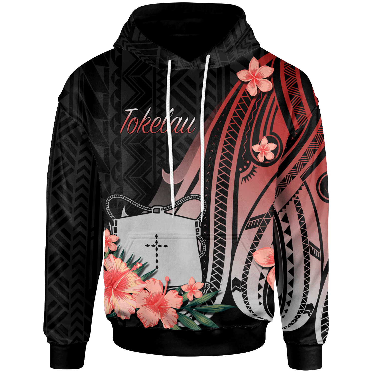 Tokelau Hoodie Red Polynesian Hibiscus Pattern Style Unisex Red - Polynesian Pride