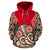 Hei Tiki With Maori Pattern Zip Hoodie Red Unisex Red - Polynesian Pride