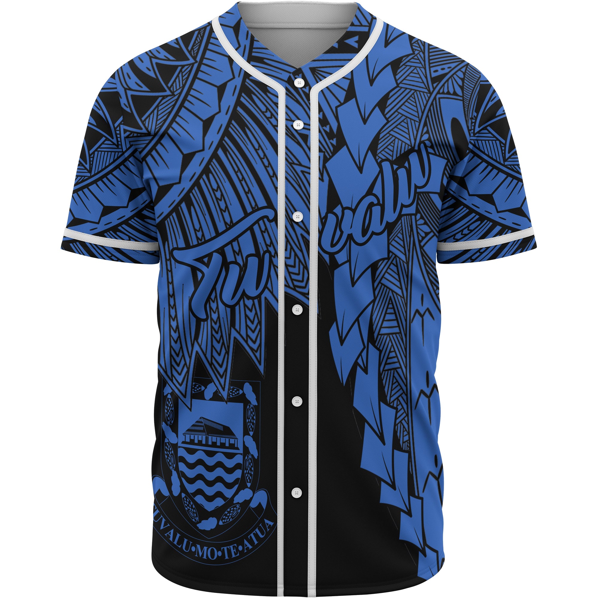 Tuvalu Polynesian Baseball Shirt - Tribal Wave Tattoo Blue Unisex Blue - Polynesian Pride