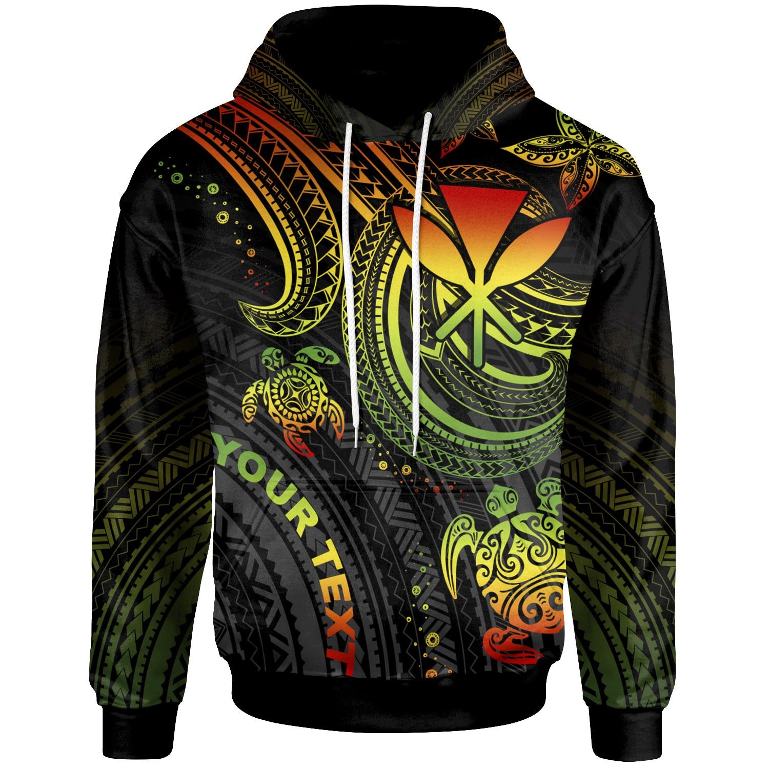 Hawaii Custom Hoodie Reggae Turtle Unisex Reggae - Polynesian Pride