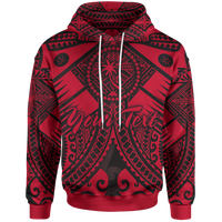 Chuuk Custom Hoodie Red Seal with Polynesian Tattoo Unisex Red - Polynesian Pride