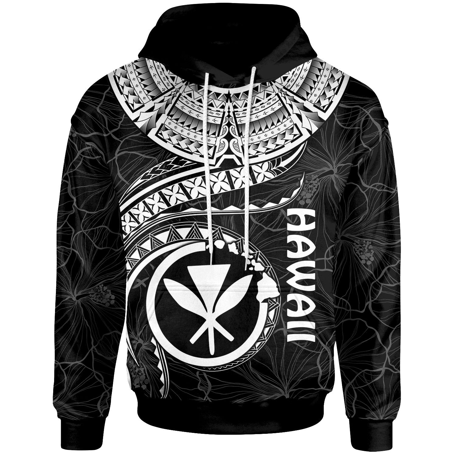 Polynesian Hawaii Kanaka Maoli Hoodie Hawaiian Waves (White) Unisex White - Polynesian Pride