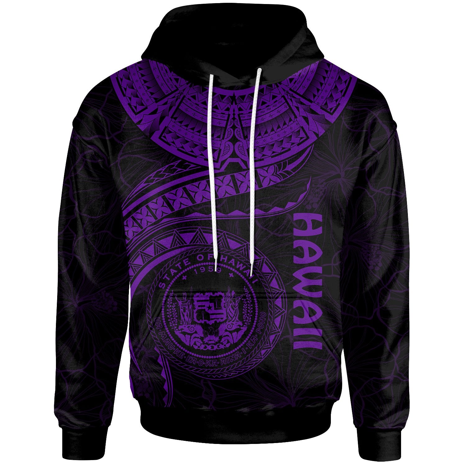 Polynesian Hawaii Hoodiean Waves (Purple) Unisex Purple - Polynesian Pride