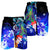 Samoa Men's Shorts - Humpback Whale with Tropical Flowers (Blue) - Polynesian Pride