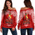 Mate Ma'a Tonga Sipi Tau Women Off Shoulder Sweater - LT12 Red - Polynesian Pride