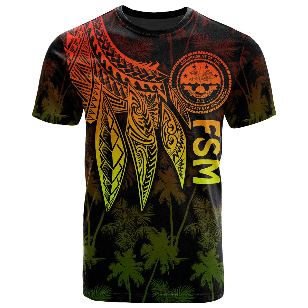 Federated States of Micronesia T Shirt Polynesian Wings (Reggae) Unisex Reggae - Polynesian Pride