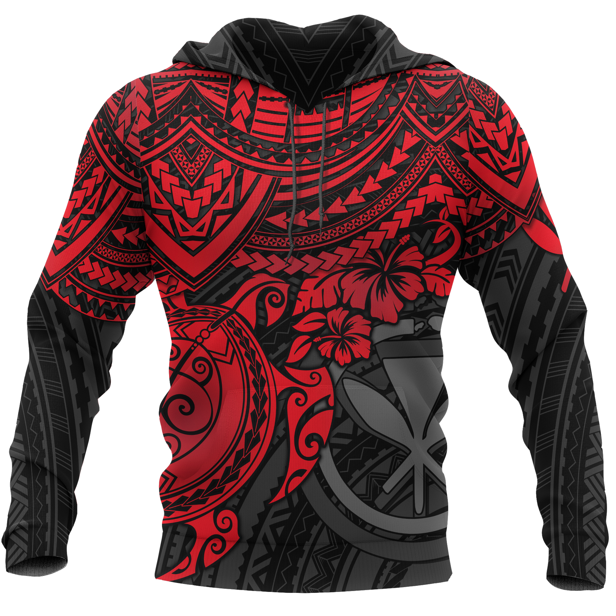 Polynesian Hawaii Hoodie Red Turtle Unisex RED - Polynesian Pride