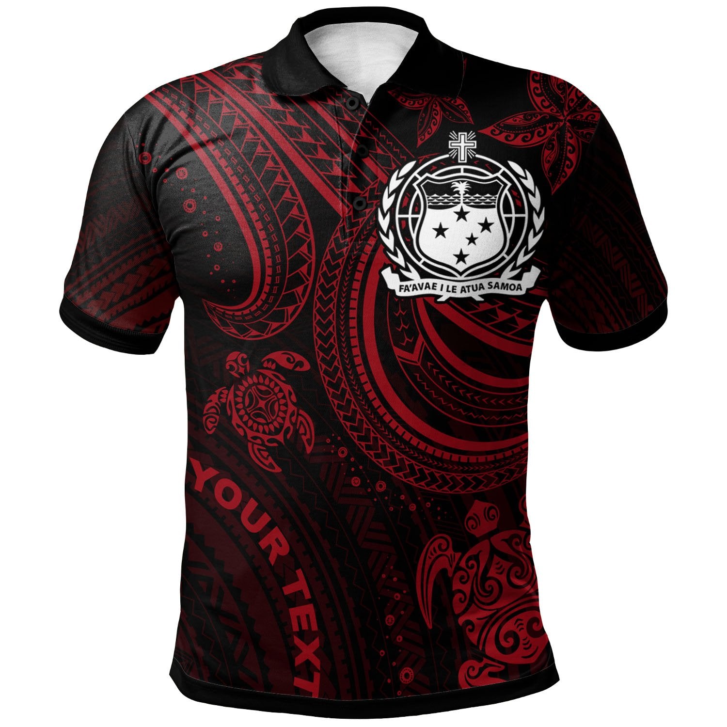 Samoa Custom Polo Shirt Red Turtle Unisex Red - Polynesian Pride