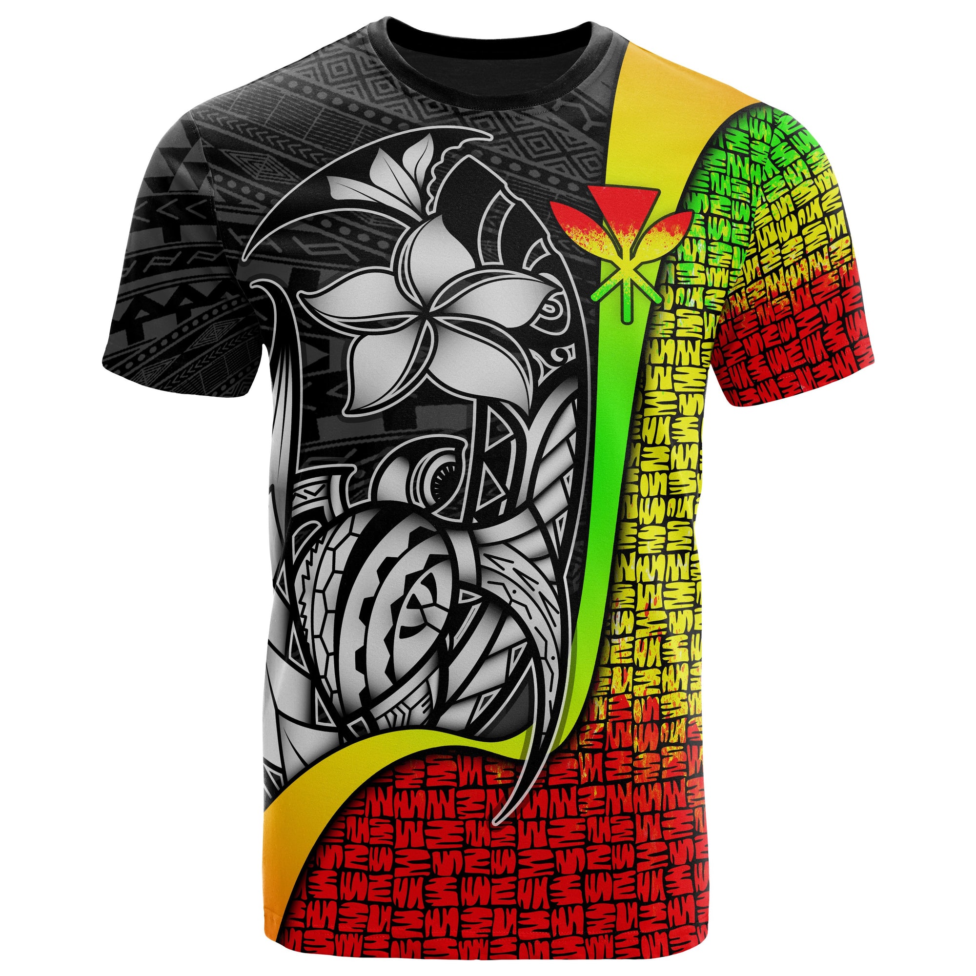 Polynesian Hawaii T Shirt Kanaka Maoli Reggae Turtle with Hook Unisex Reggae - Polynesian Pride