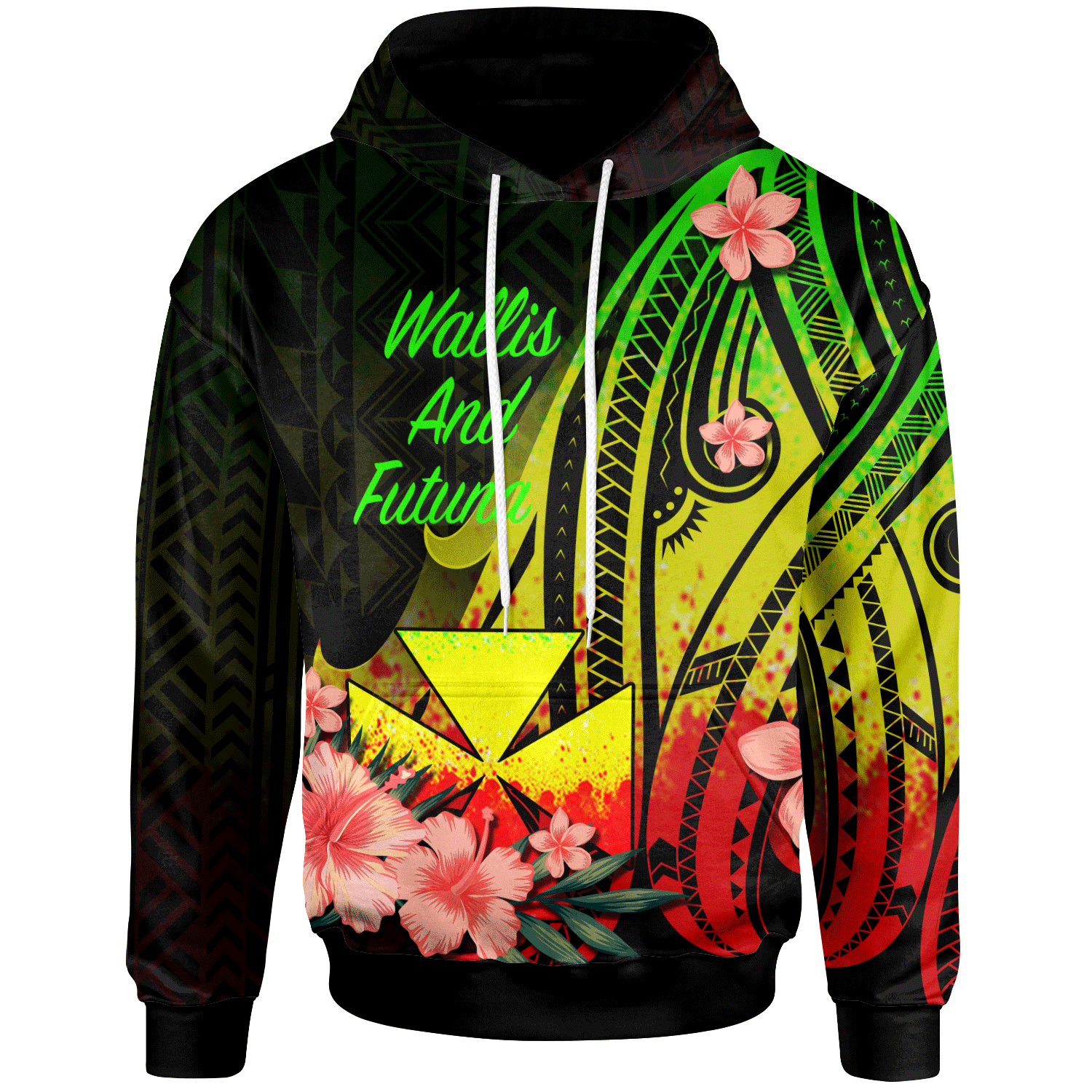 Wallis and Futuna Hoodie Reggae Polynesian Hibiscus Pattern Style Unisex Reggae - Polynesian Pride