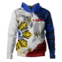 Sikaran Philippines Hoodie Eagles Filipino Sun Flag Grunge Style Pullover Hoodie Blue - Polynesian Pride