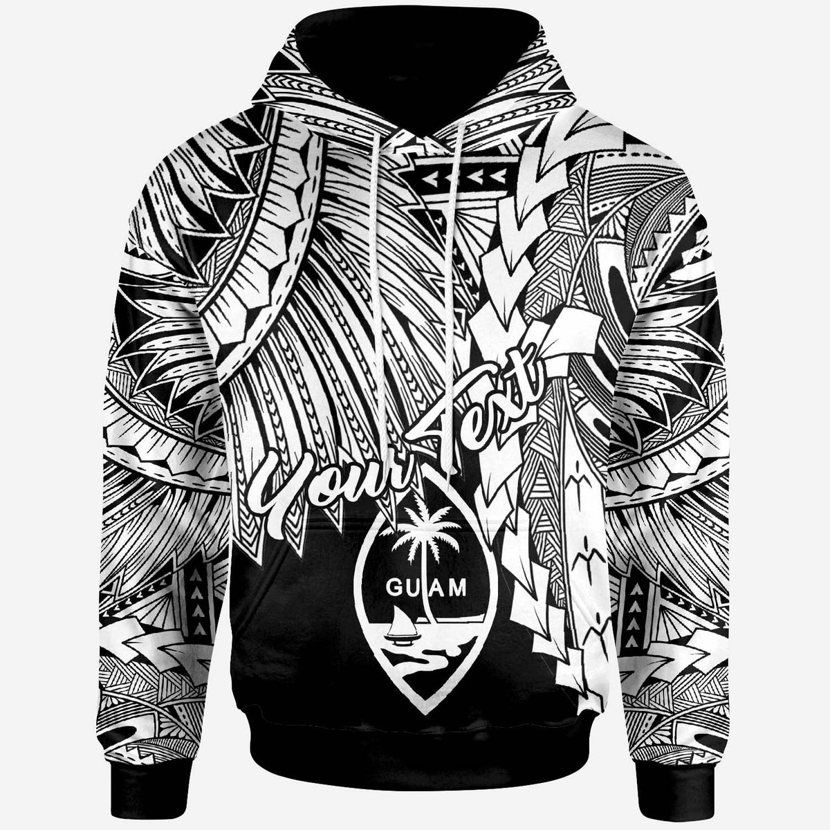 Guam Polynesian Custom Hoodie Tribal Wave Tattoo White Unisex White - Polynesian Pride