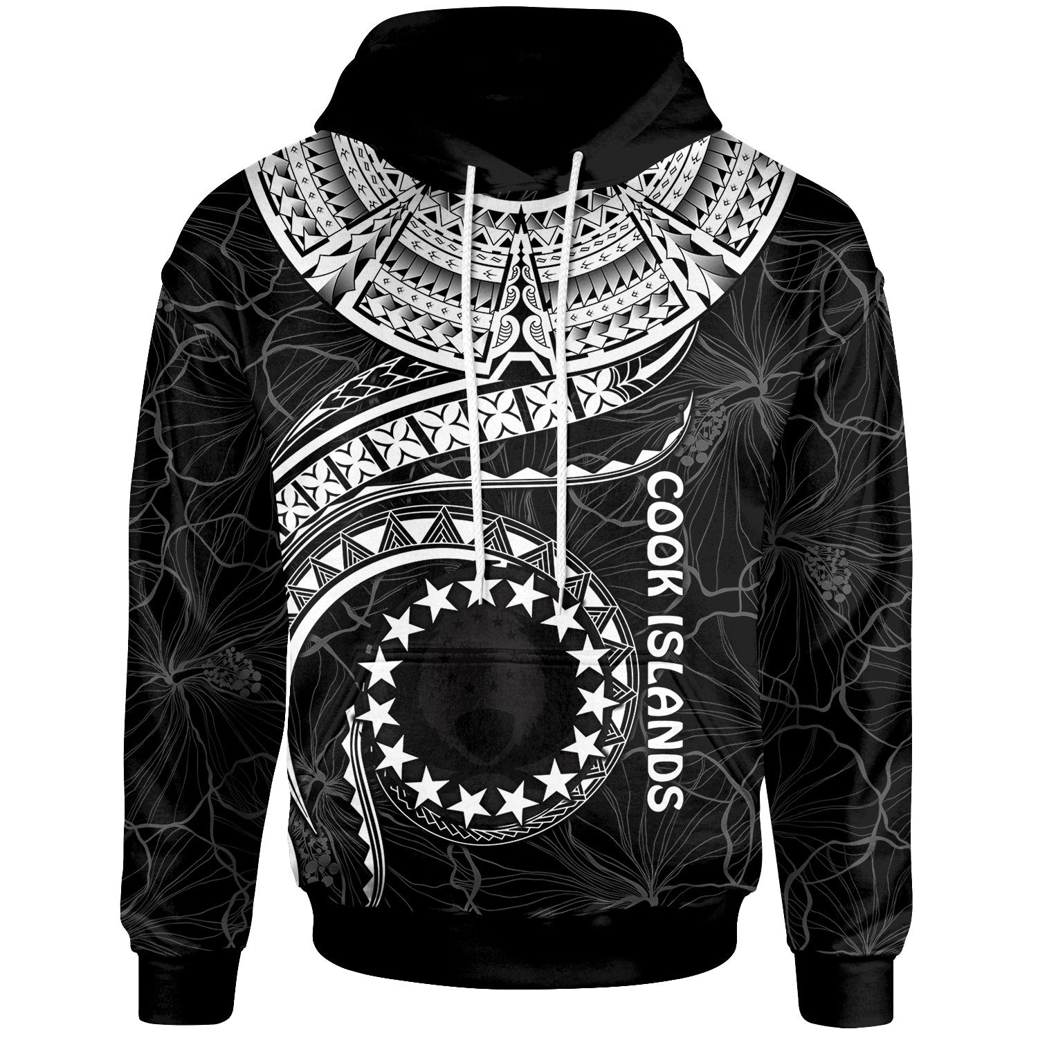 Cook Islands Polynesian Hoodie Waves (White) Unisex White - Polynesian Pride