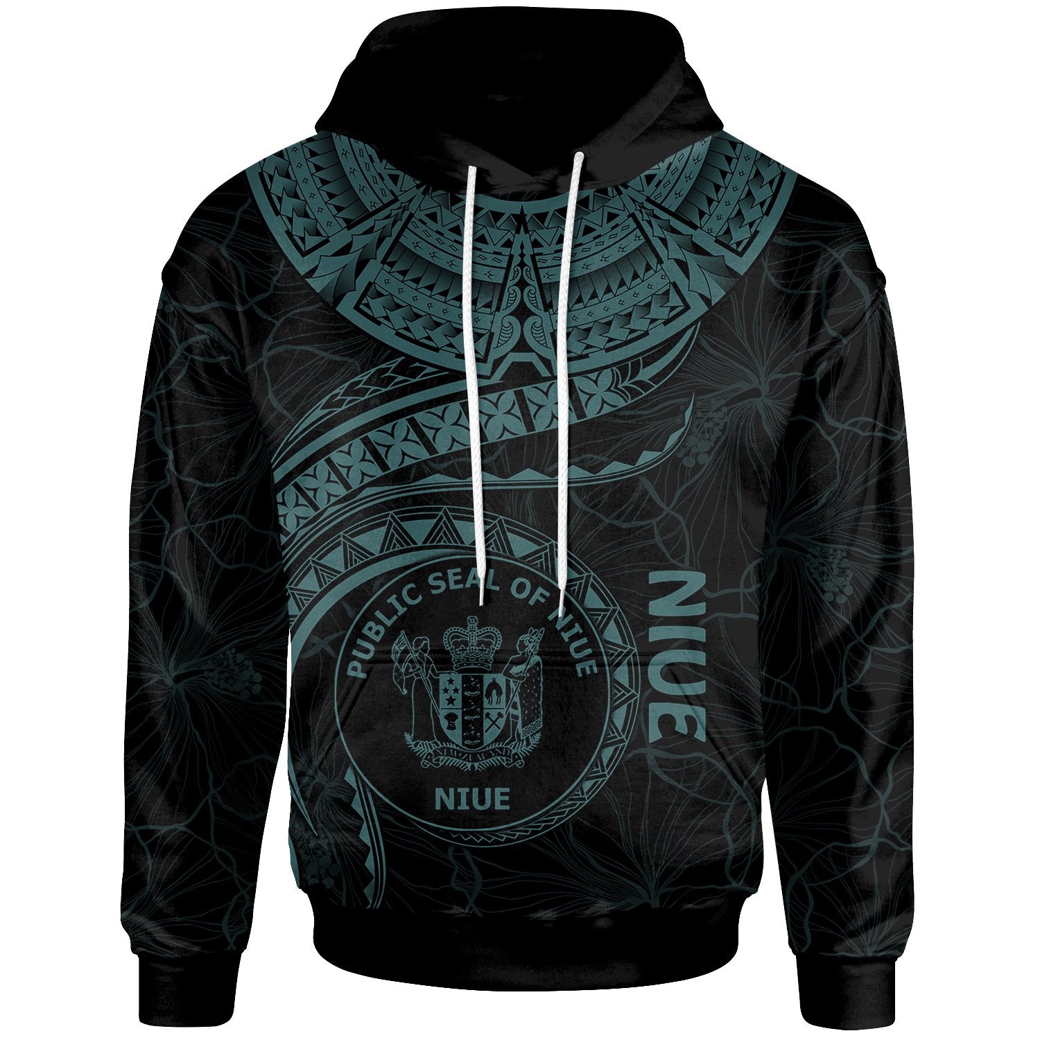 Niue Polynesian Hoodie Niue Waves (Turquoise) Unisex Turquoise - Polynesian Pride