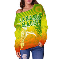 Kanaka Maoli Polynesian Women's Off Shoulder Sweater - Turtle Style - Polynesian Pride