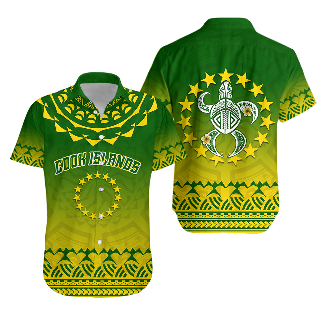 Cook Islands Turtle With Tribal Hawaiian Shirt - LT12 Unisex Green - Polynesian Pride