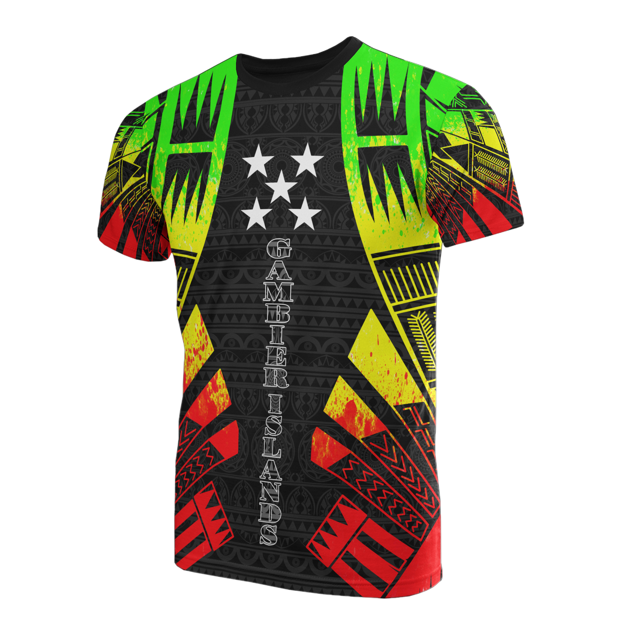 Gambier Islands T Shirt National Flag Polynesian Tattoo Reggae Style Unisex Reggae - Polynesian Pride