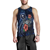 Chuuk Polynesian Men Tank Top - Blue Turtle Hibiscus - Polynesian Pride