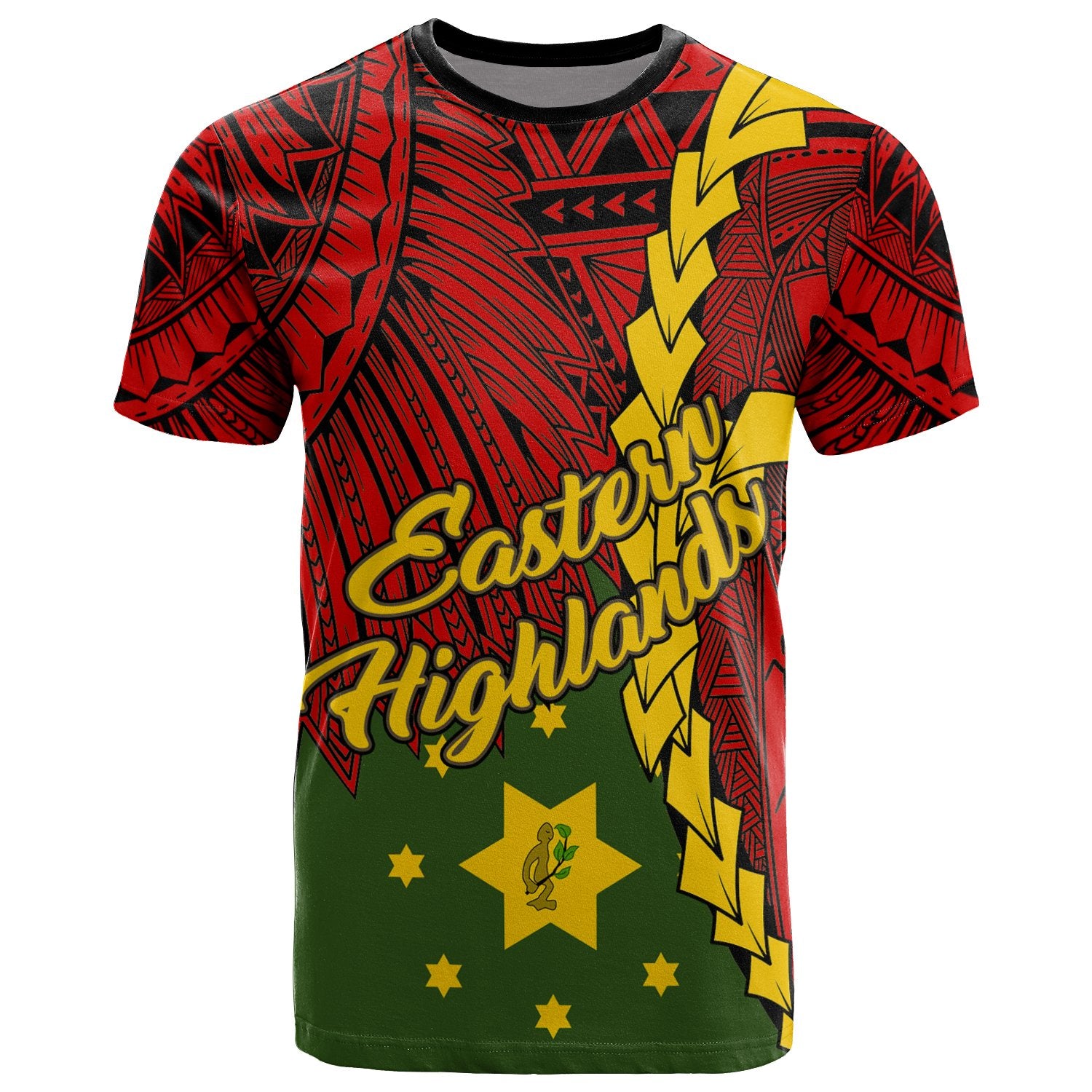 Papua New Guinea Eastern Highlands Province Polynesian T Shirt Tribal Wave Tattoo Unisex RED - Polynesian Pride