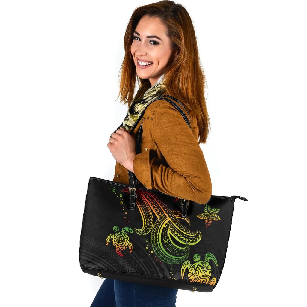 Polynesian Leather Tote - Reggae Turtle Reggae - Polynesian Pride