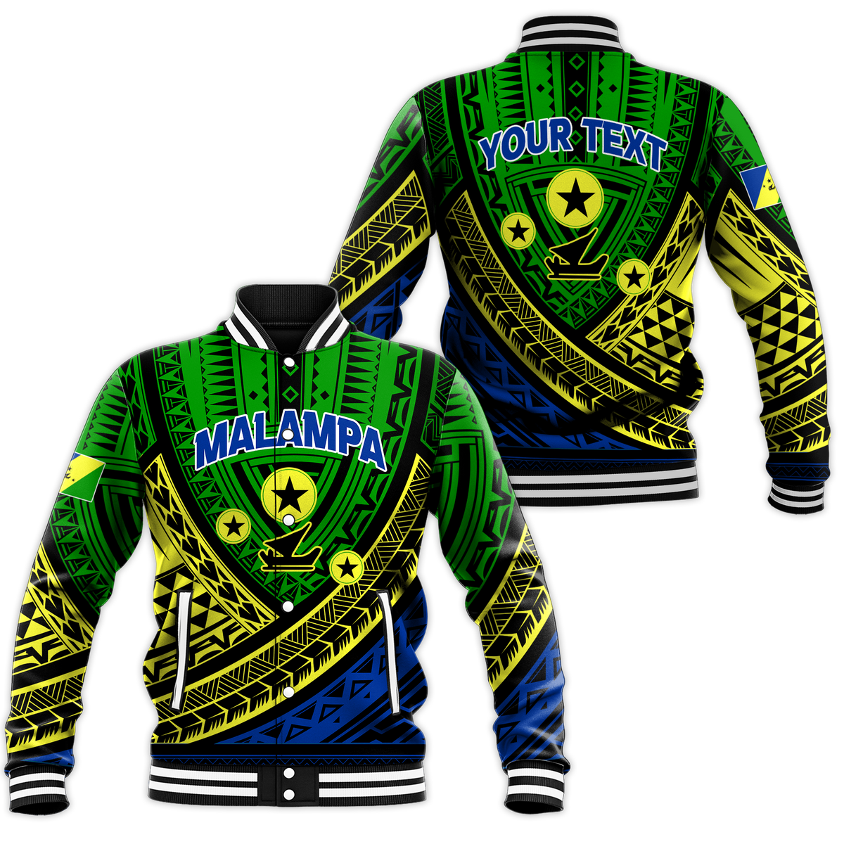 (Custom Personalised) Vanuatu Malampa Province Tribal Pattern Baseball Jacket - LT12 Unisex Green - Polynesian Pride