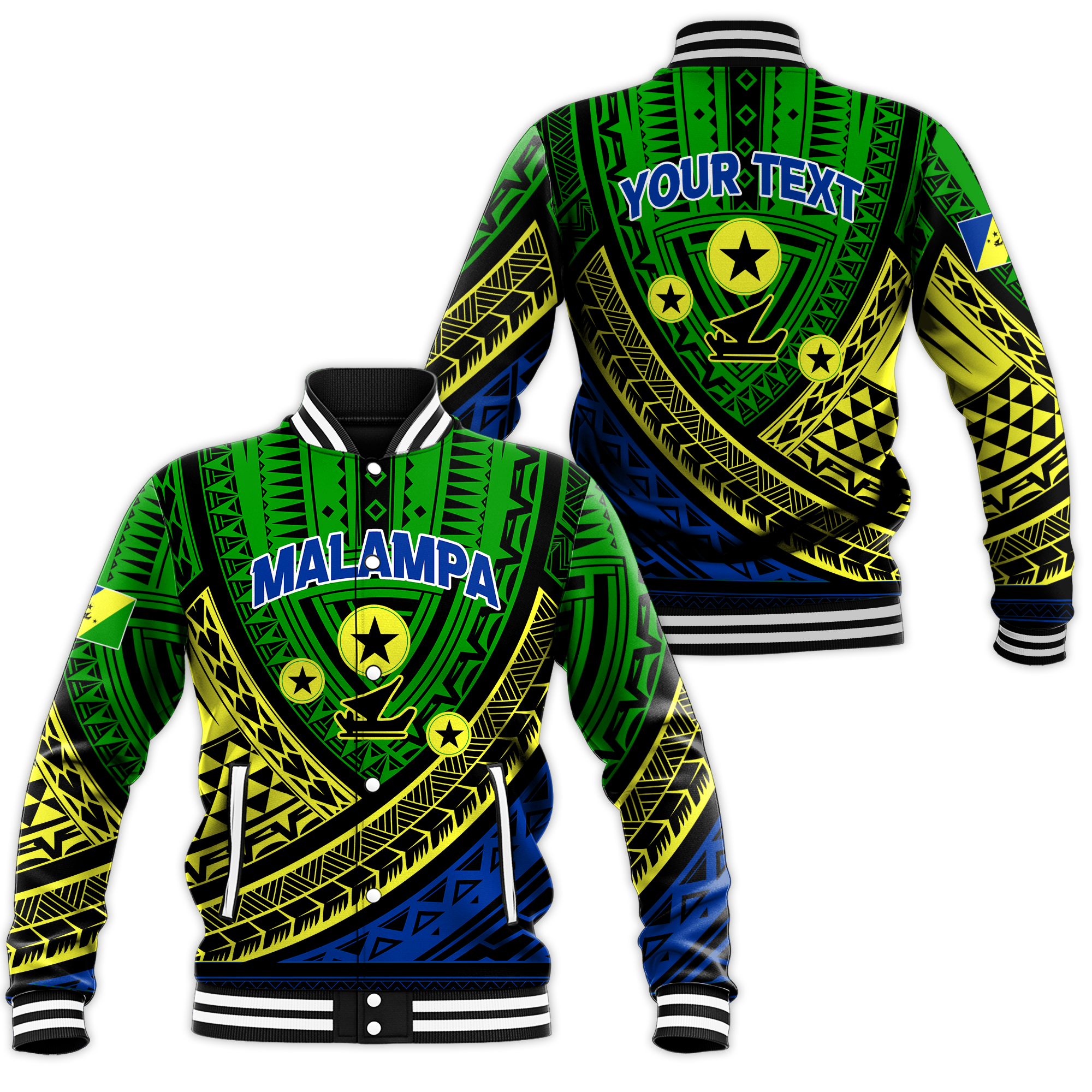 (Custom Personalised) Vanuatu Malampa Province Tribal Pattern Baseball Jacket - LT12 Unisex Green - Polynesian Pride