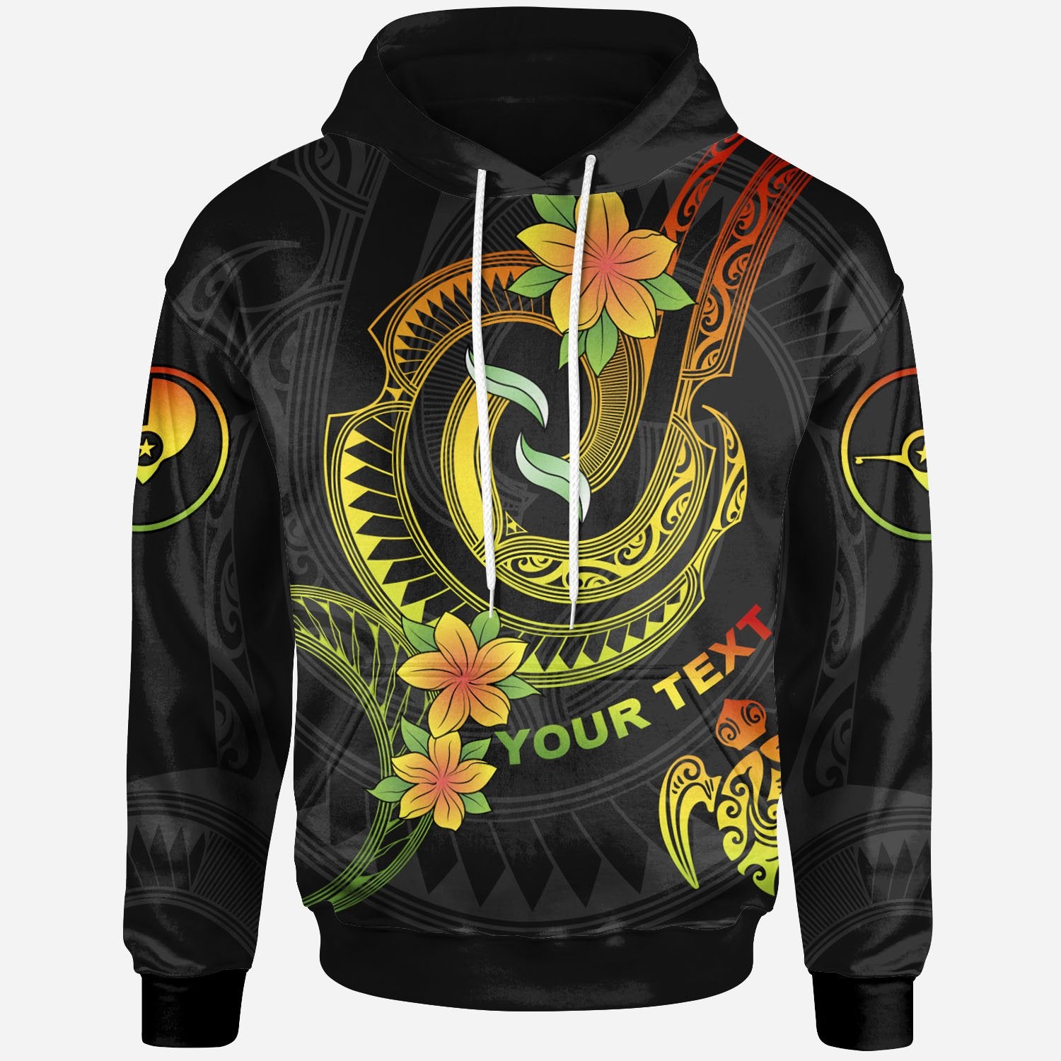 Yap Custom Hoodie Reggae Plumeria Flowers with Spiral Patterns Unisex Reggae - Polynesian Pride