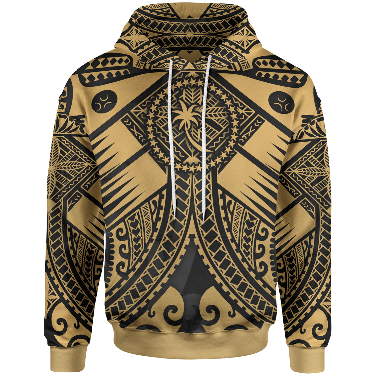 Chuuk Hoodie Gold Seal with Polynesian Tattoo Unisex Gold - Polynesian Pride