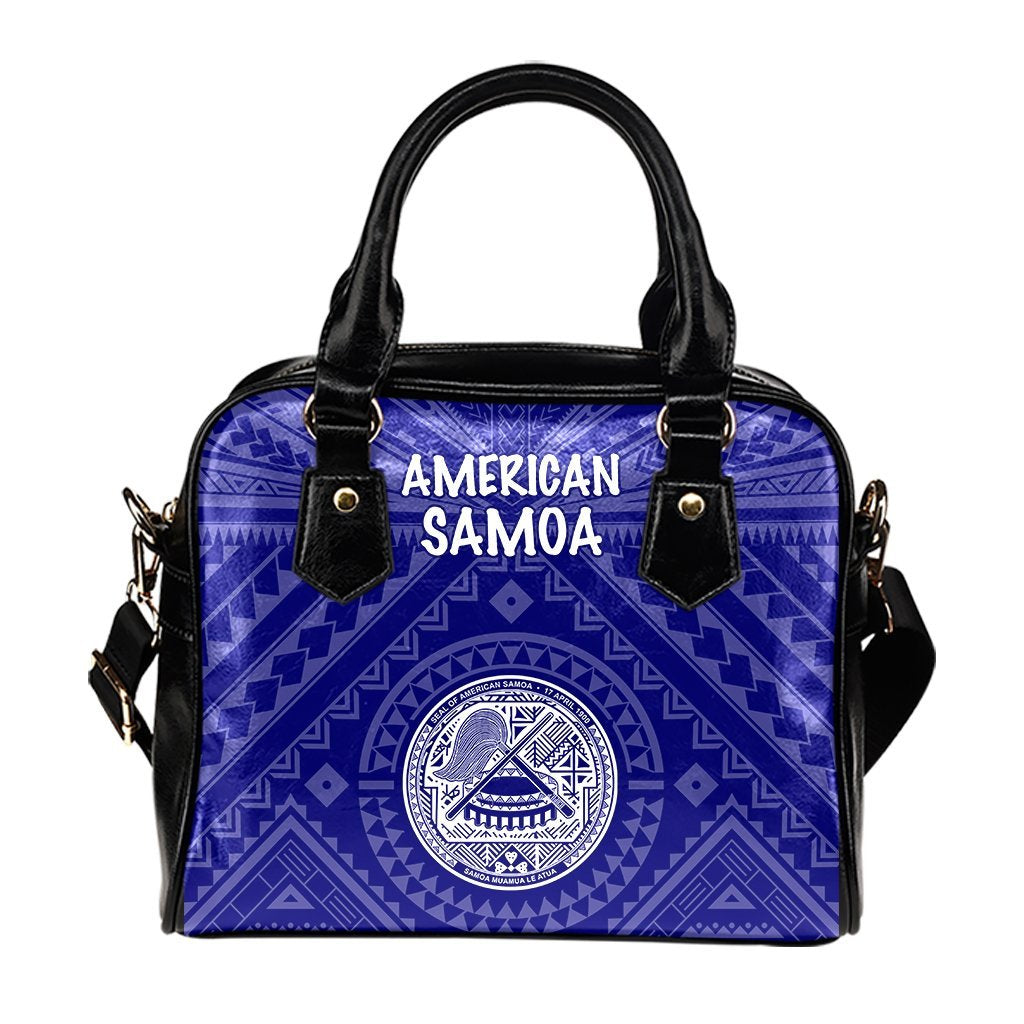 American Samoa Shoulder Handbag - Seal In Polynesian Tattoo Style ( Blue) - Polynesian Pride