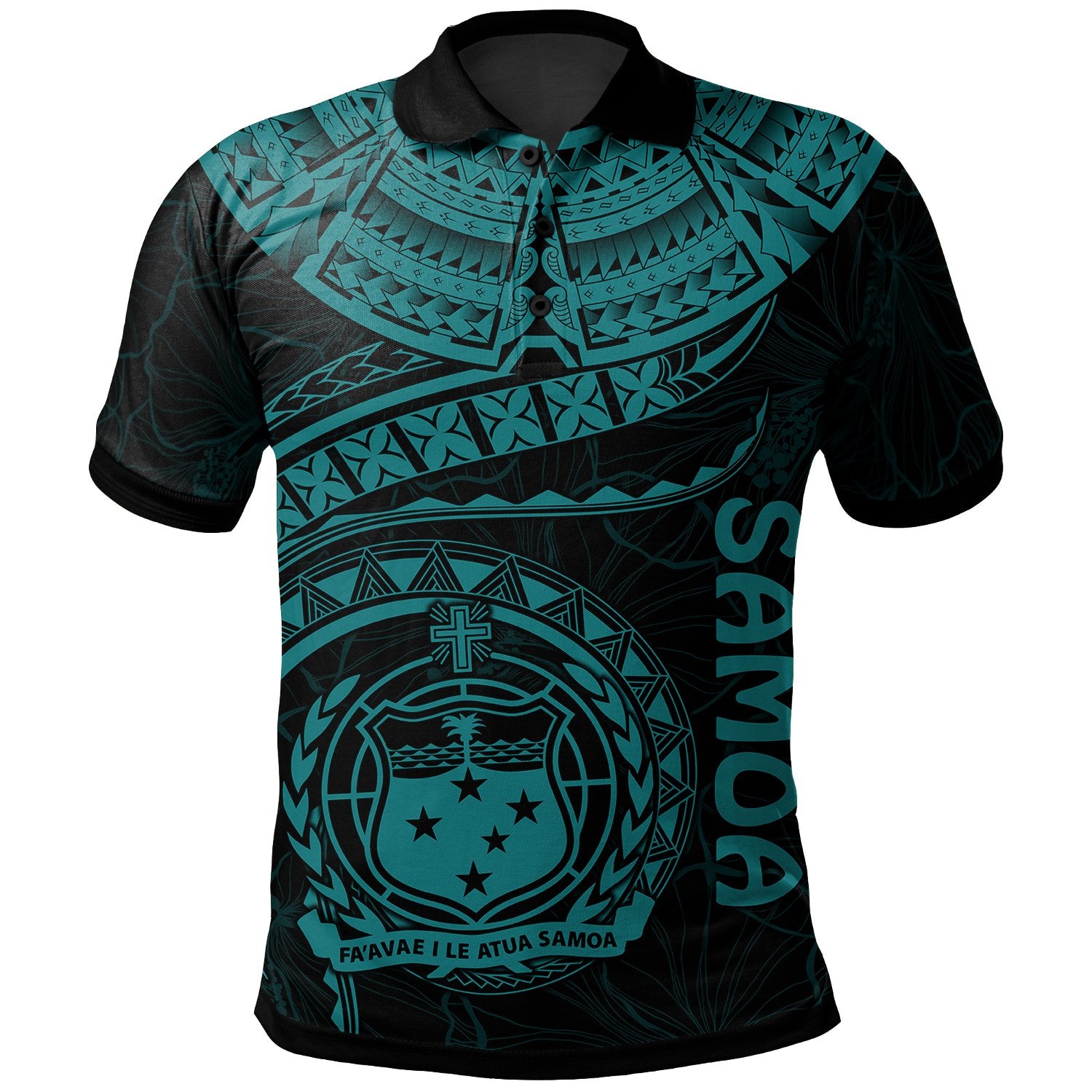 Polynesian Samoa Polo Shirt Samoan Waves (Turquoise) Unisex Turquoise - Polynesian Pride