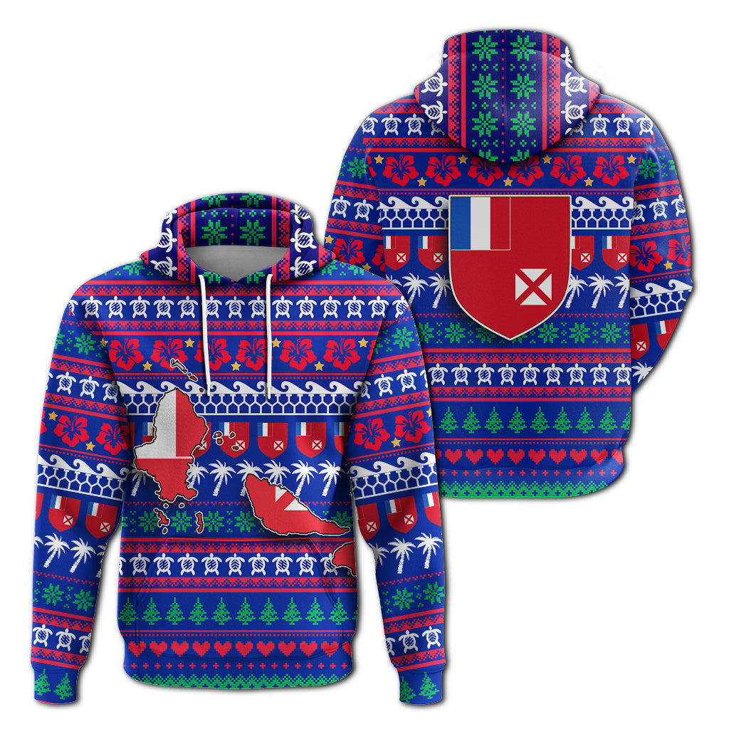 Wallis and Futuna Christmas Hoodie Ugly Christmas LT12 Unisex Blue - Polynesian Pride