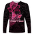 Breast Cancer Pink Ribbon Butterfly Polynesian Black Version Long Sleeve Shirt - LT12 Unisex Black - Polynesian Pride