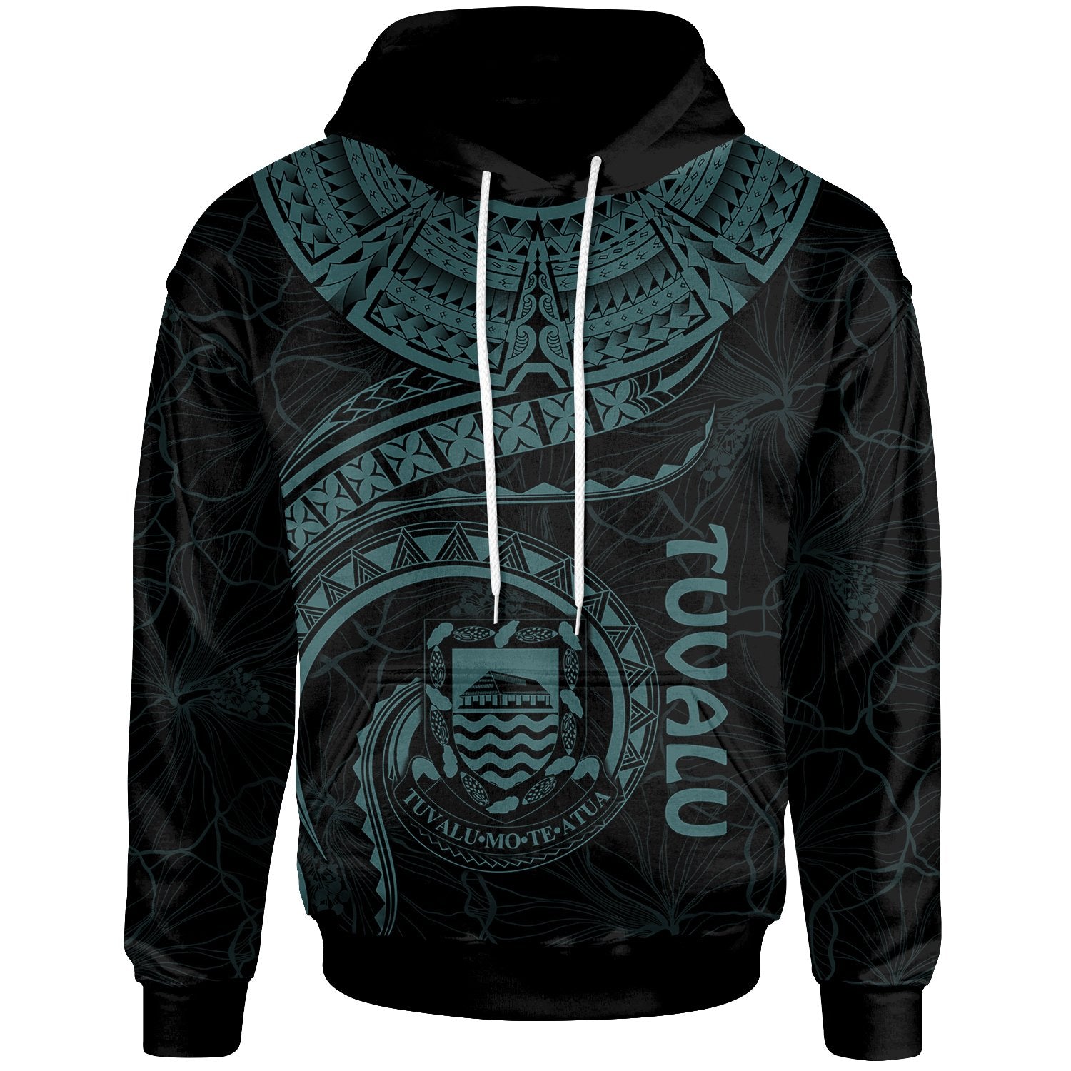 Tuvalu Polynesian Hoodie Tuvalu Waves (Turquoise) Unisex Turquoise - Polynesian Pride