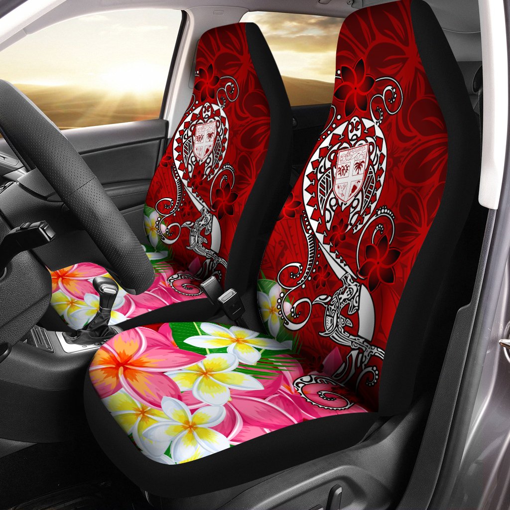 Fiji Car Seat Covers - Turtle Plumeria (Red) Universal Fit Red - Polynesian Pride