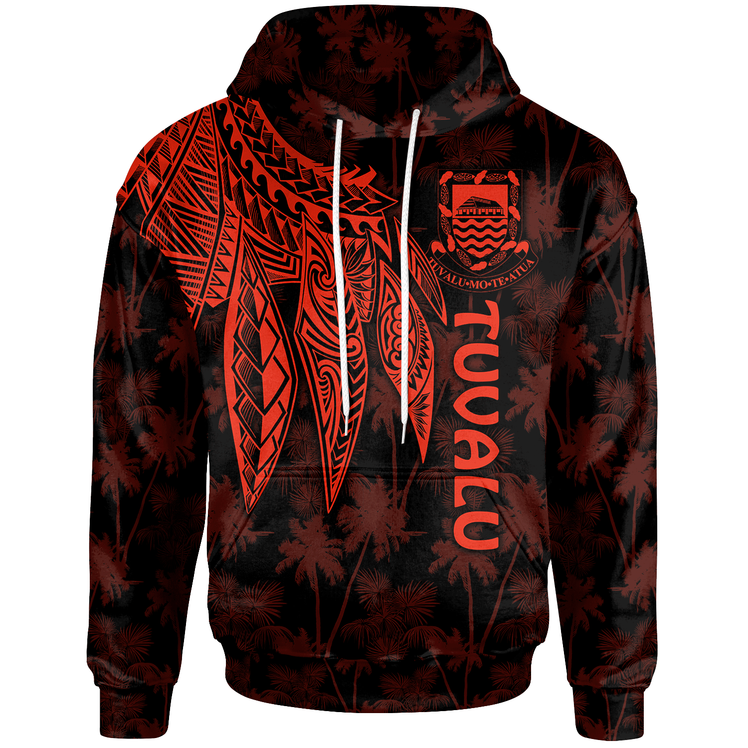 Tuvalu Hoodie Polynesian Wings (Red) Unisex Red - Polynesian Pride