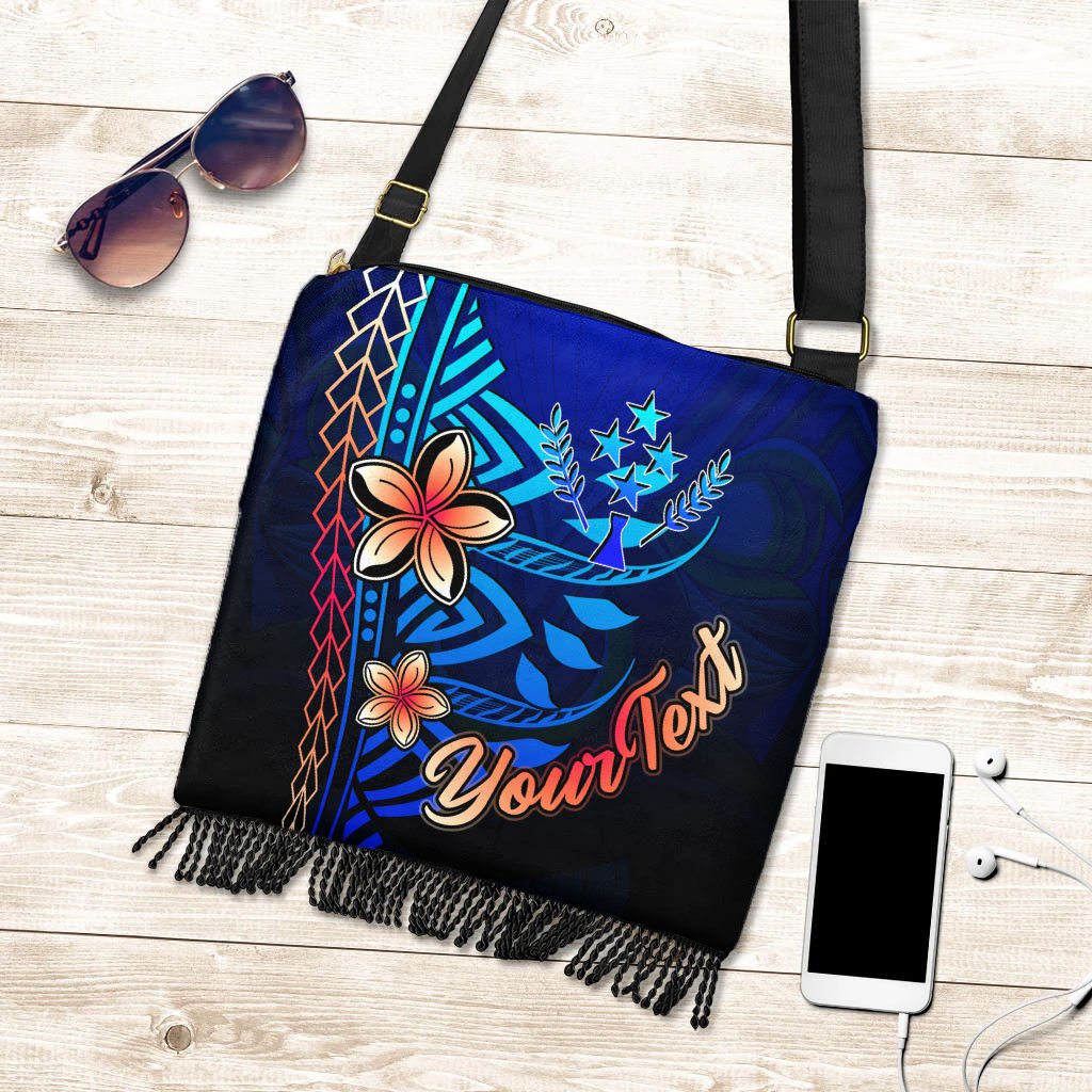 Kosrae Custom Personalised Boho Handbag - Vintage Tribal Mountain One Style One Size Blue - Polynesian Pride