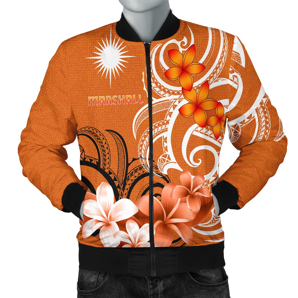 Marshall Islands Men's Bomber Jacket - Marshallese Spirit Orange - Polynesian Pride