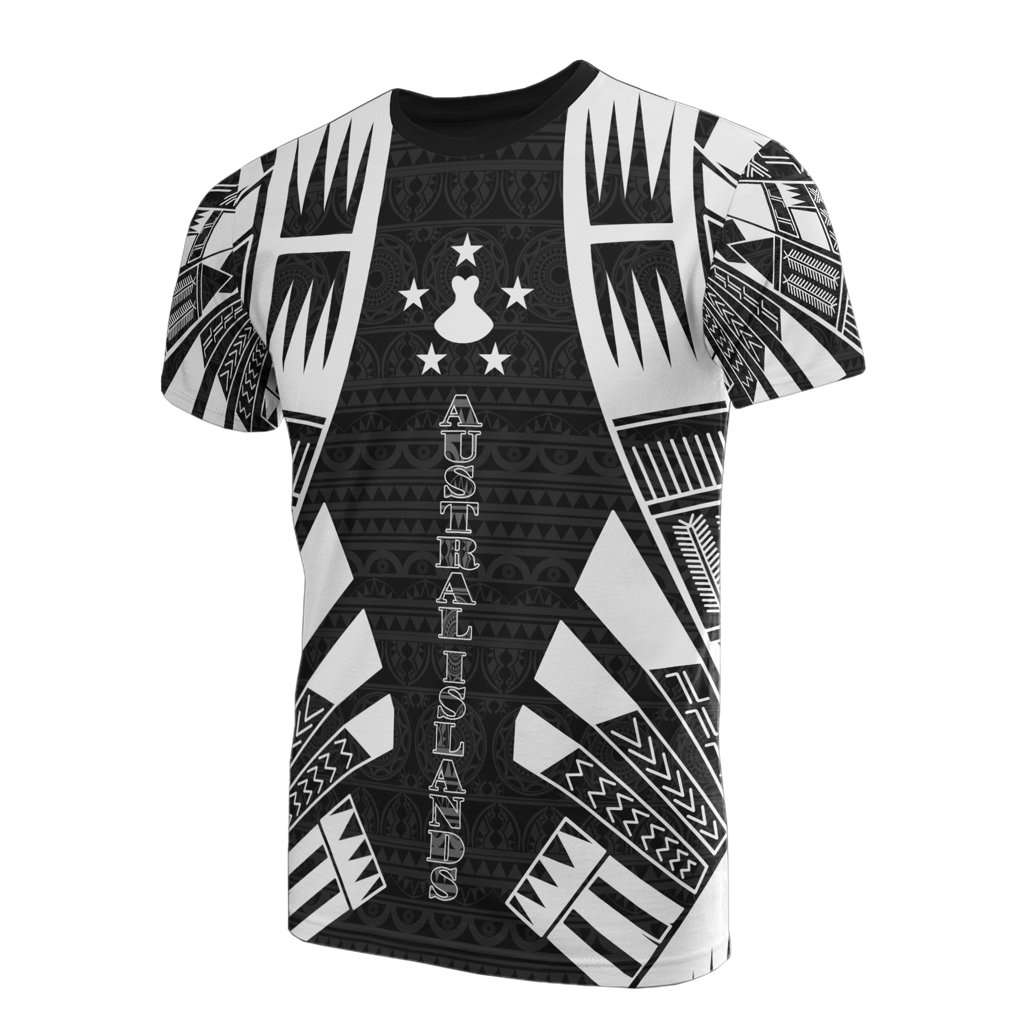 Austral Islands T Shirt Austral Islands FLag Polynesian Tattoo Style Unisex Black - Polynesian Pride