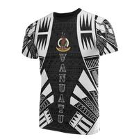 Vanuatu T Shirt Vanuatuan Coat of Arms Polynesian Tattoo Style Unisex Black - Polynesian Pride