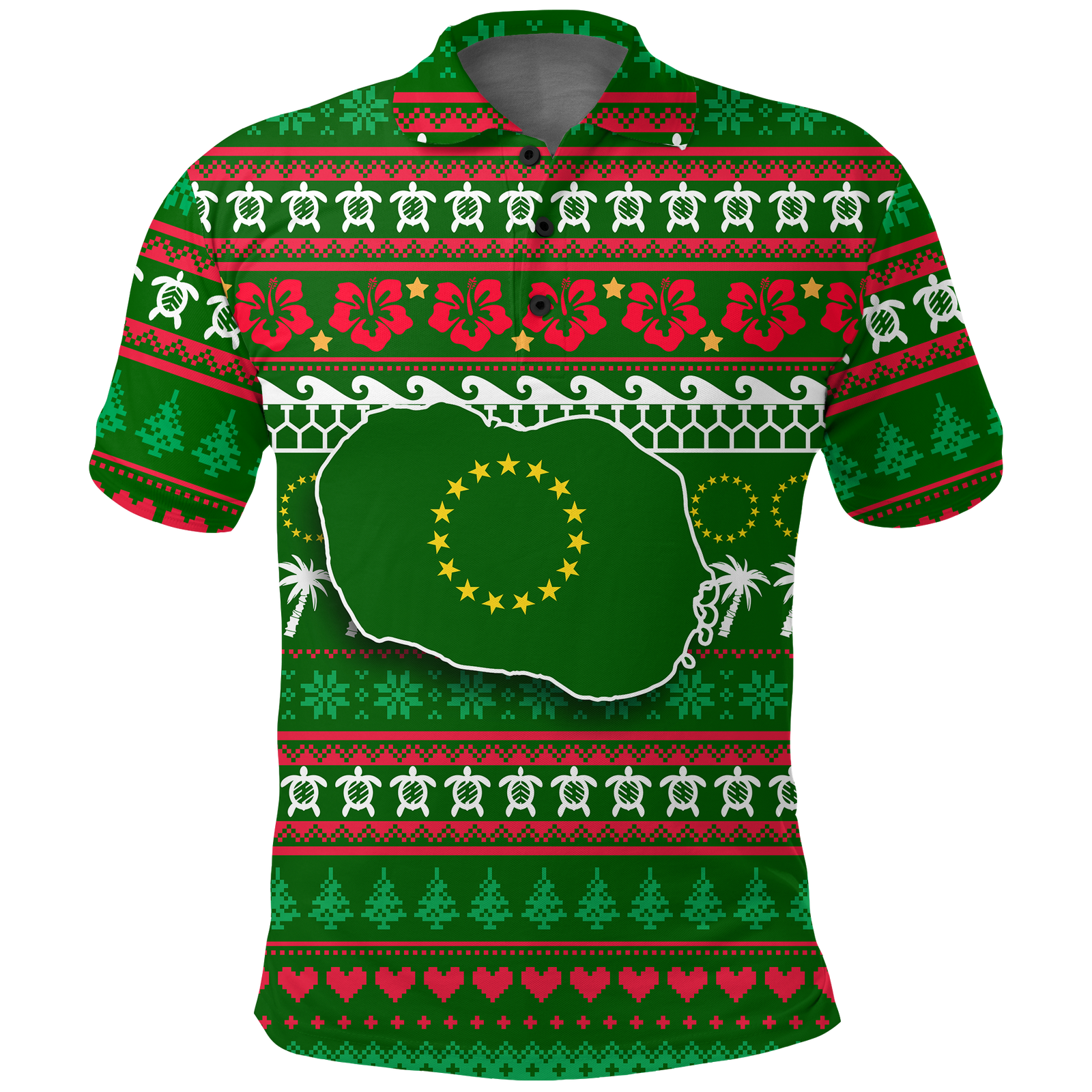 Cook Islands Christmas Polo Shirt Ugly Christmas LT12 Unisex Green - Polynesian Pride