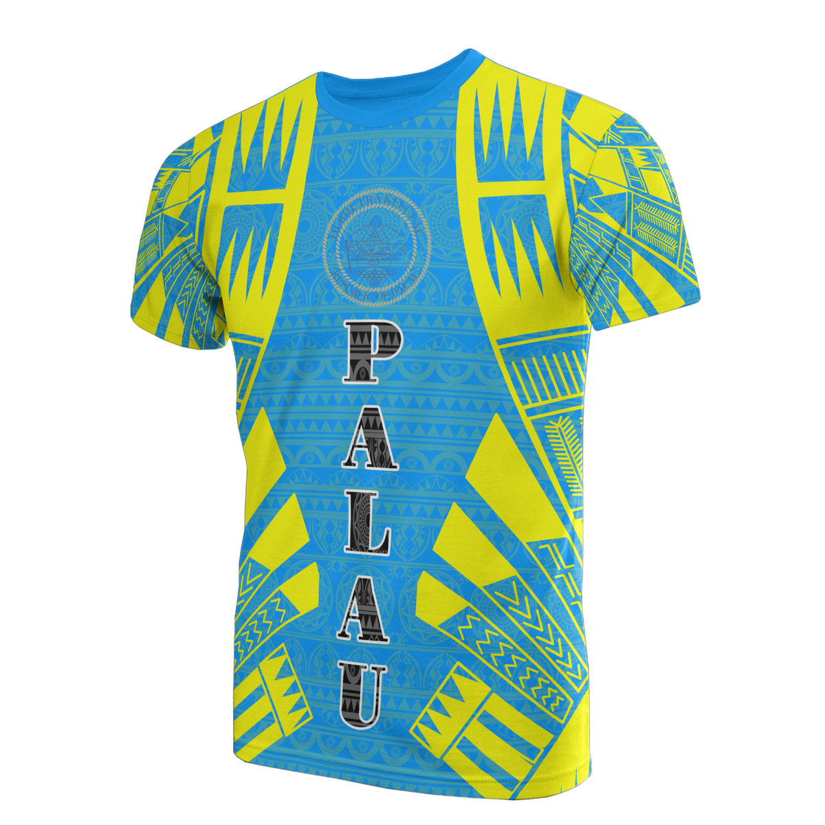 Palau T Shirt Palau Seal Polynesian Tattoo Blue Style Unisex Art - Polynesian Pride