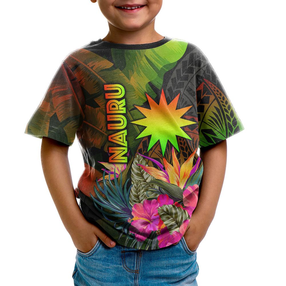 Nauru Polynesian T Shirt Hibiscus and Banana Leaves - Polynesian Pride