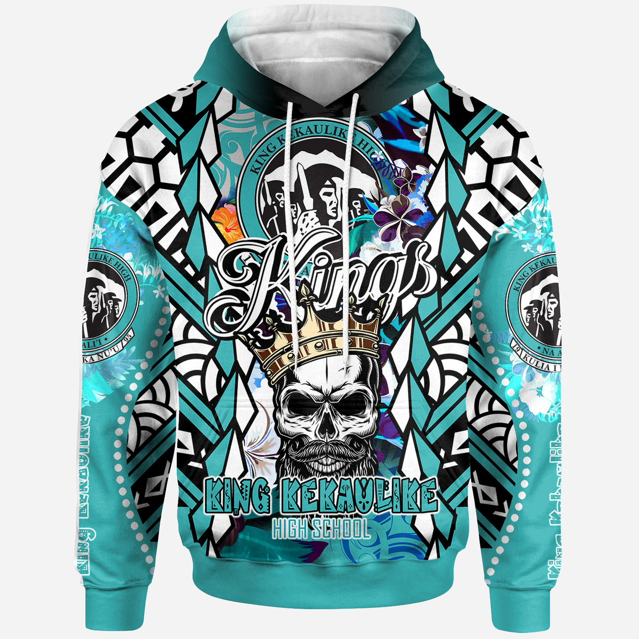 Hawaii Custom Hoodie King Kekaulike High School The Kings of Maui Tribal Patterns LT10 Blue - Polynesian Pride