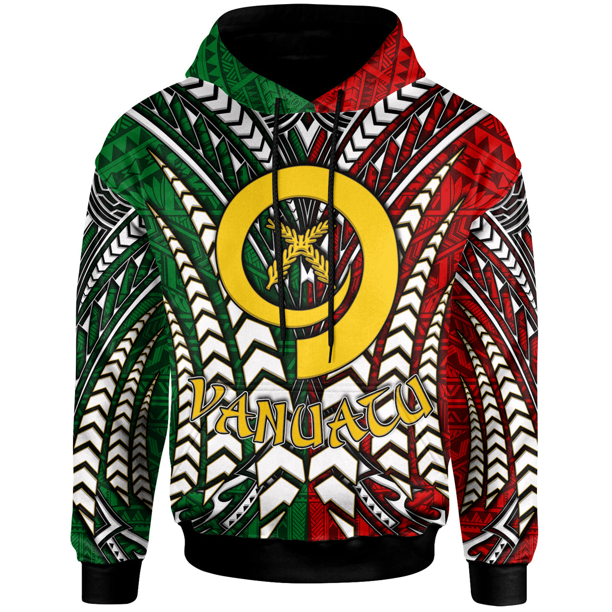 Vanuatu Hoodie Custom Vanuatu Independence Anniversary With Arm Polynesian Patterns Hoodie LT10 Green - Polynesian Pride